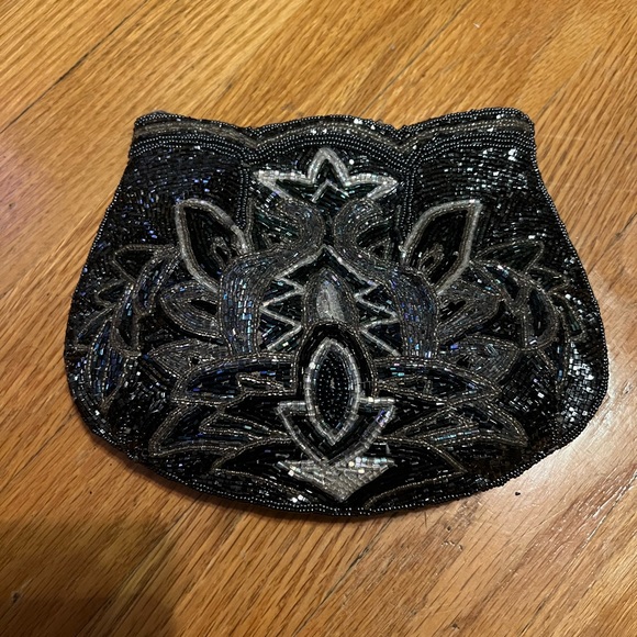 Vintage beaded shoulder bag clutch sequin embroidered 80s style - Picture 6 of 6